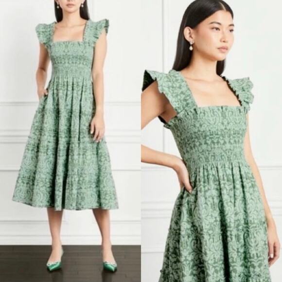 Hill House Dresses & Skirts - Hill House Ellie Nap Midi Dress Green Jacquard size XL New